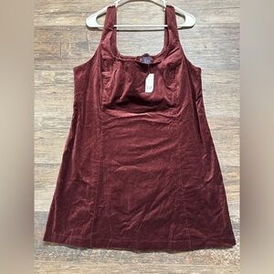 GAP Women's Velour Sleeveless Dress in Rich Burgundy Maroon